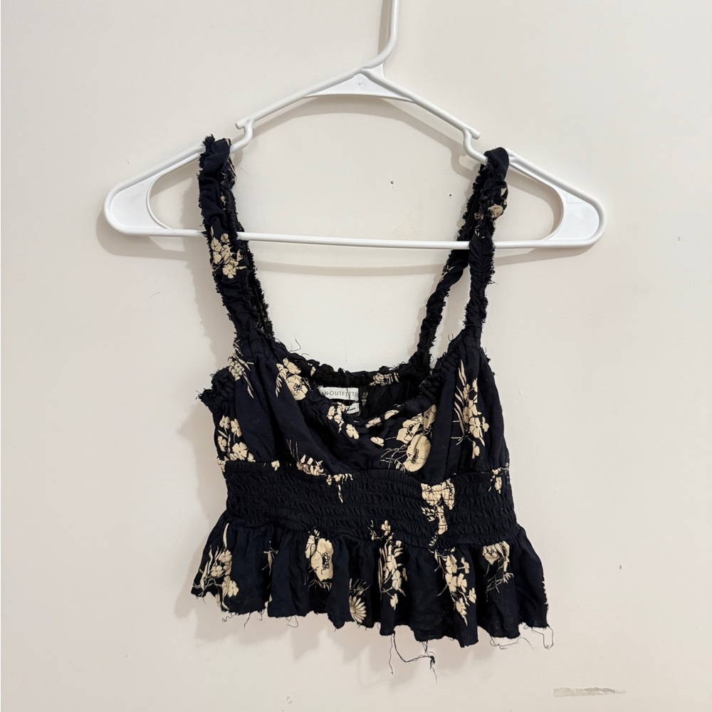 Floral Black Sleeveless Tank Top